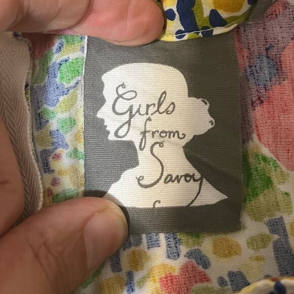 Girls from Savoy for Anthropologie Strapless Mini Floral Retro Dress Lined sz 12 - Picture 3 of 11